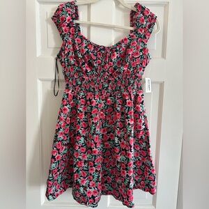 Floral Women’s Dress with Pink and Green Accents